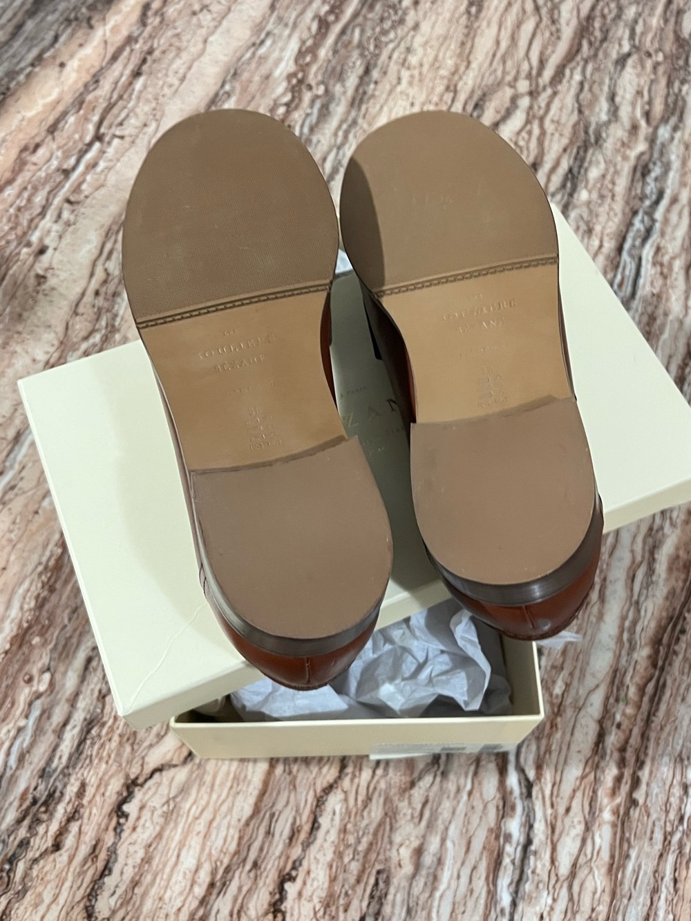 Sezane Brown Leather Penny Loafers - Picture 6 of 9